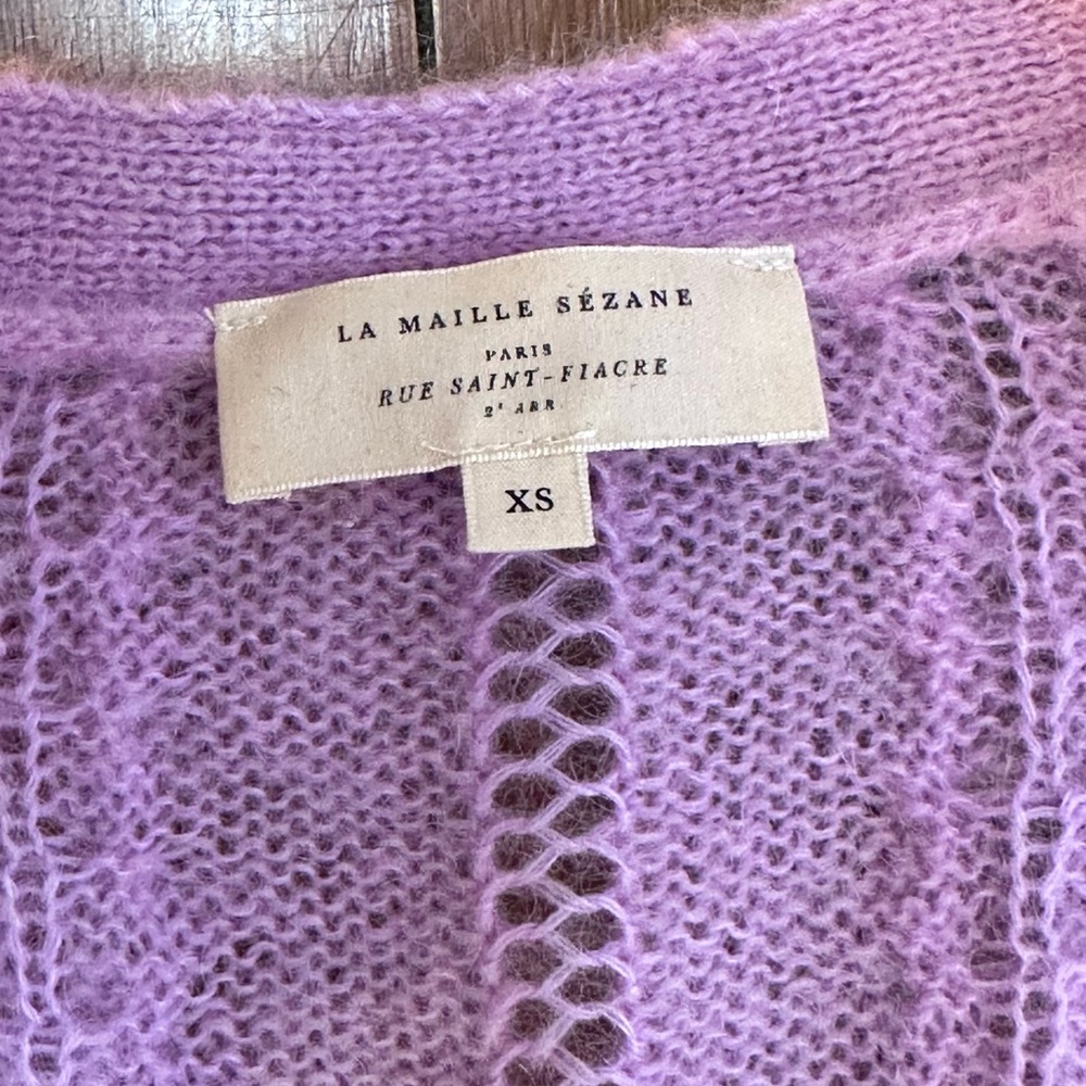 Sezane Lilac Openwork Knit Cardigan - Picture 8 of 9